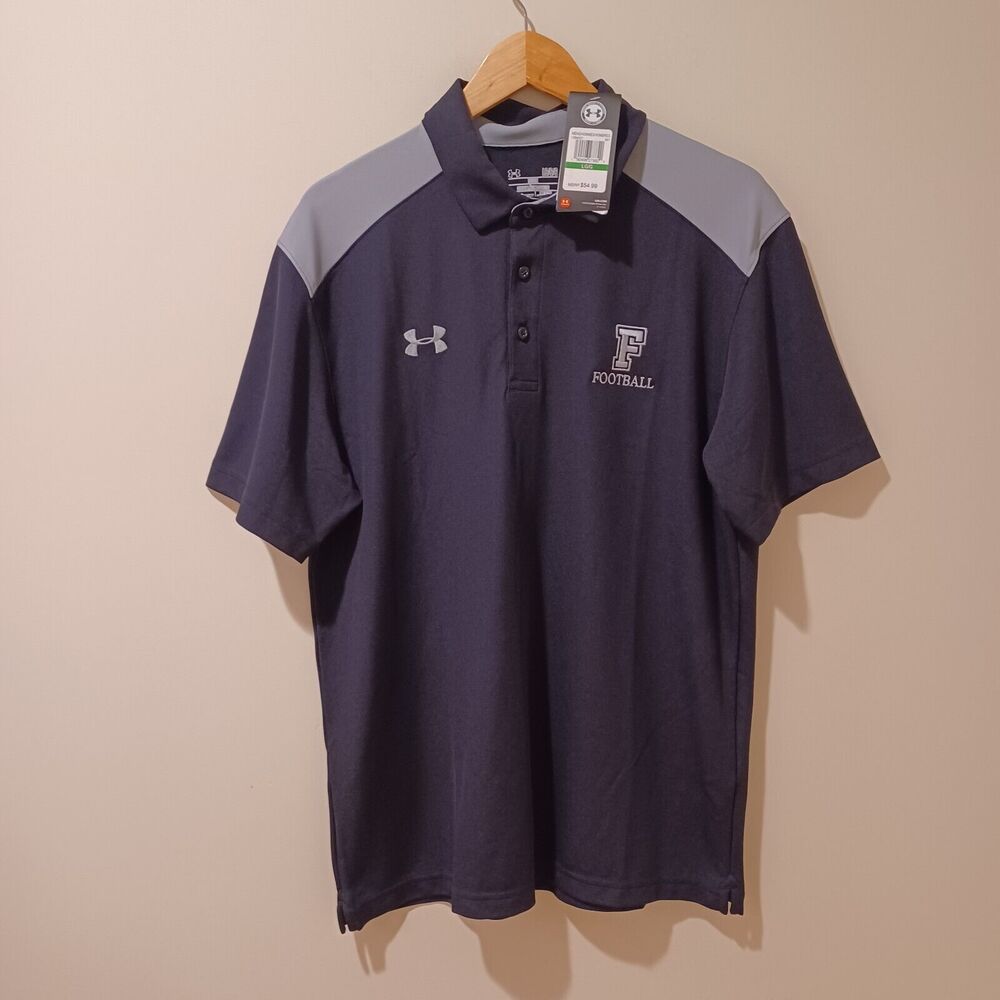 New Under Armour Colorblock Golf Polo Short Sleeve Shirt 1294557 NFL NY GIANTS L